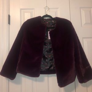 Burgundy Faux Fur Jacket